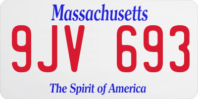 MA license plate 9JV693