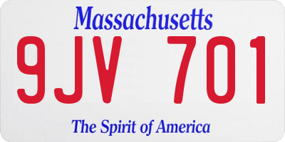 MA license plate 9JV701