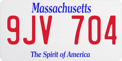 MA license plate 9JV704