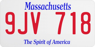 MA license plate 9JV718