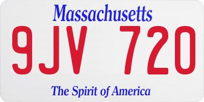 MA license plate 9JV720
