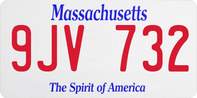 MA license plate 9JV732