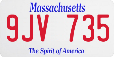 MA license plate 9JV735