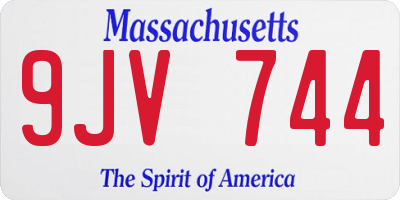 MA license plate 9JV744