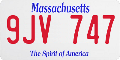 MA license plate 9JV747