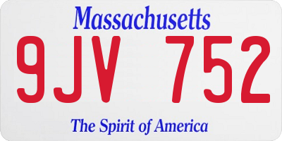 MA license plate 9JV752