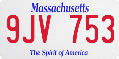 MA license plate 9JV753