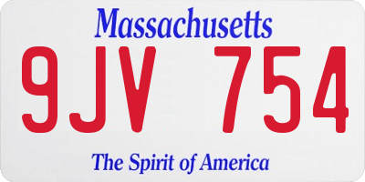 MA license plate 9JV754