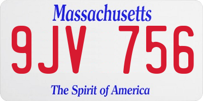 MA license plate 9JV756