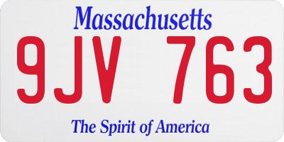 MA license plate 9JV763