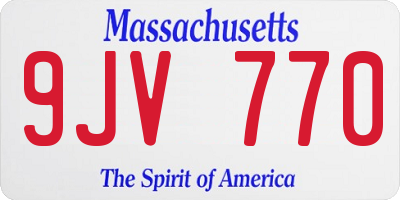 MA license plate 9JV770