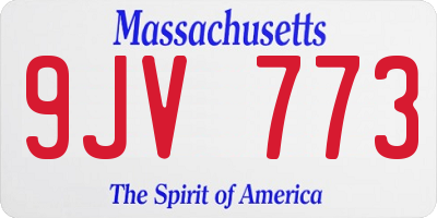 MA license plate 9JV773