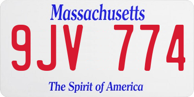 MA license plate 9JV774