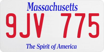 MA license plate 9JV775