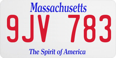 MA license plate 9JV783