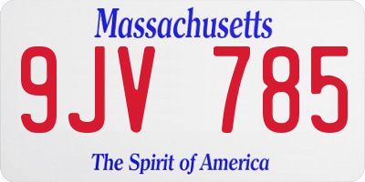 MA license plate 9JV785