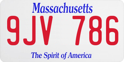 MA license plate 9JV786