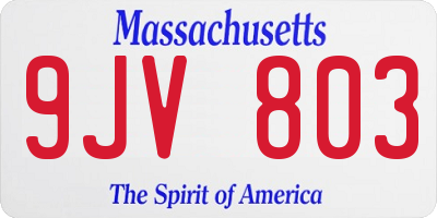 MA license plate 9JV803