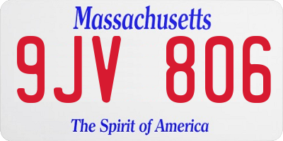 MA license plate 9JV806