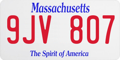 MA license plate 9JV807