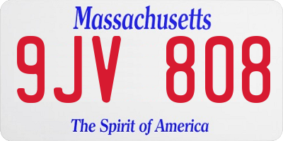 MA license plate 9JV808