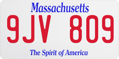 MA license plate 9JV809