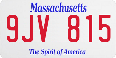 MA license plate 9JV815