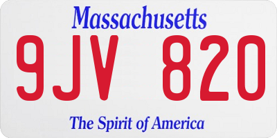 MA license plate 9JV820