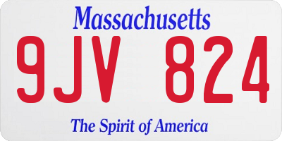 MA license plate 9JV824