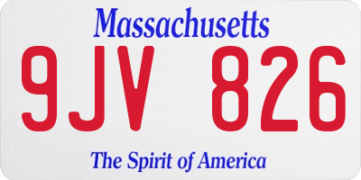 MA license plate 9JV826