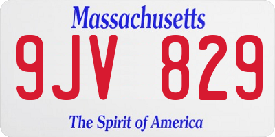 MA license plate 9JV829