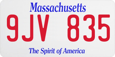 MA license plate 9JV835