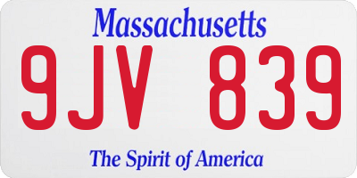 MA license plate 9JV839