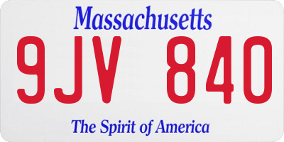 MA license plate 9JV840
