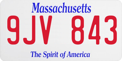 MA license plate 9JV843