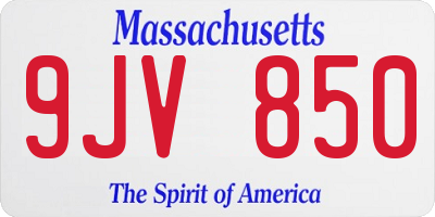 MA license plate 9JV850