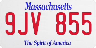 MA license plate 9JV855