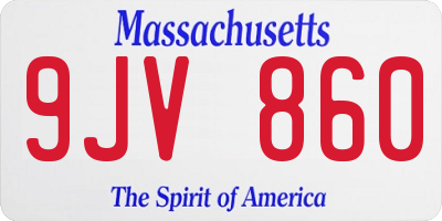 MA license plate 9JV860