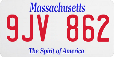 MA license plate 9JV862