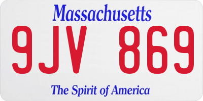 MA license plate 9JV869