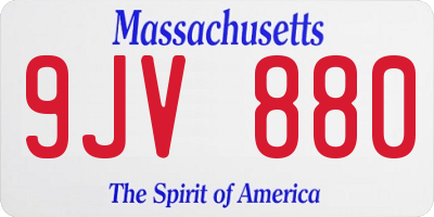 MA license plate 9JV880