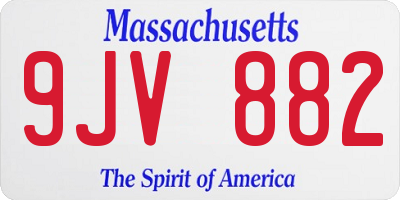 MA license plate 9JV882
