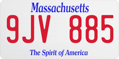MA license plate 9JV885