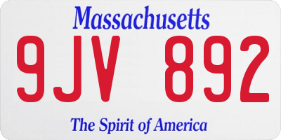 MA license plate 9JV892