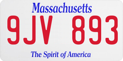 MA license plate 9JV893
