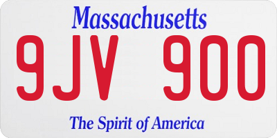 MA license plate 9JV900
