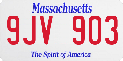 MA license plate 9JV903