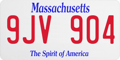 MA license plate 9JV904