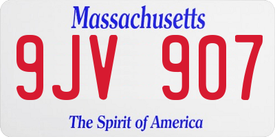 MA license plate 9JV907