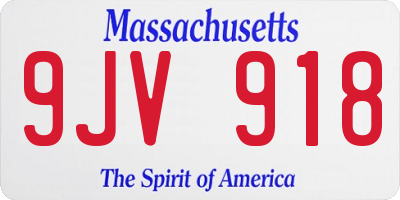 MA license plate 9JV918